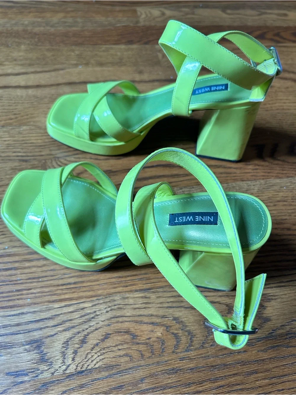 Nine West Lime Green Block Heel Sandals – Women’s Size 8.5